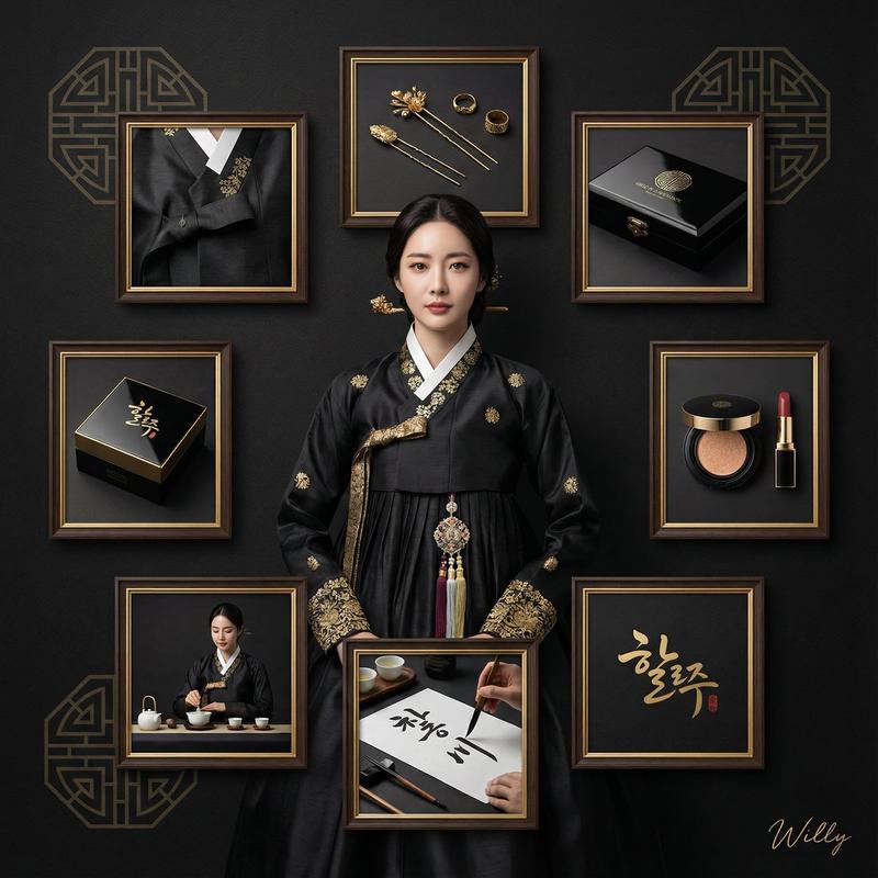 黑金奢华韩服品牌视觉形象设计