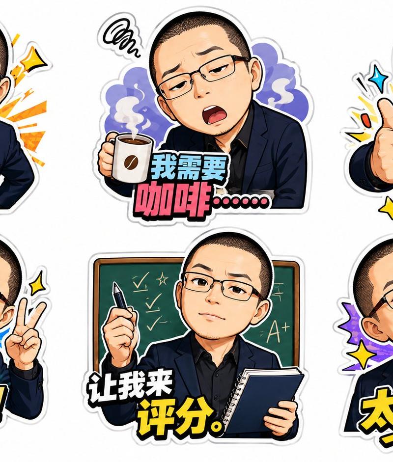 教师风格趣味Q版卡通贴纸套图