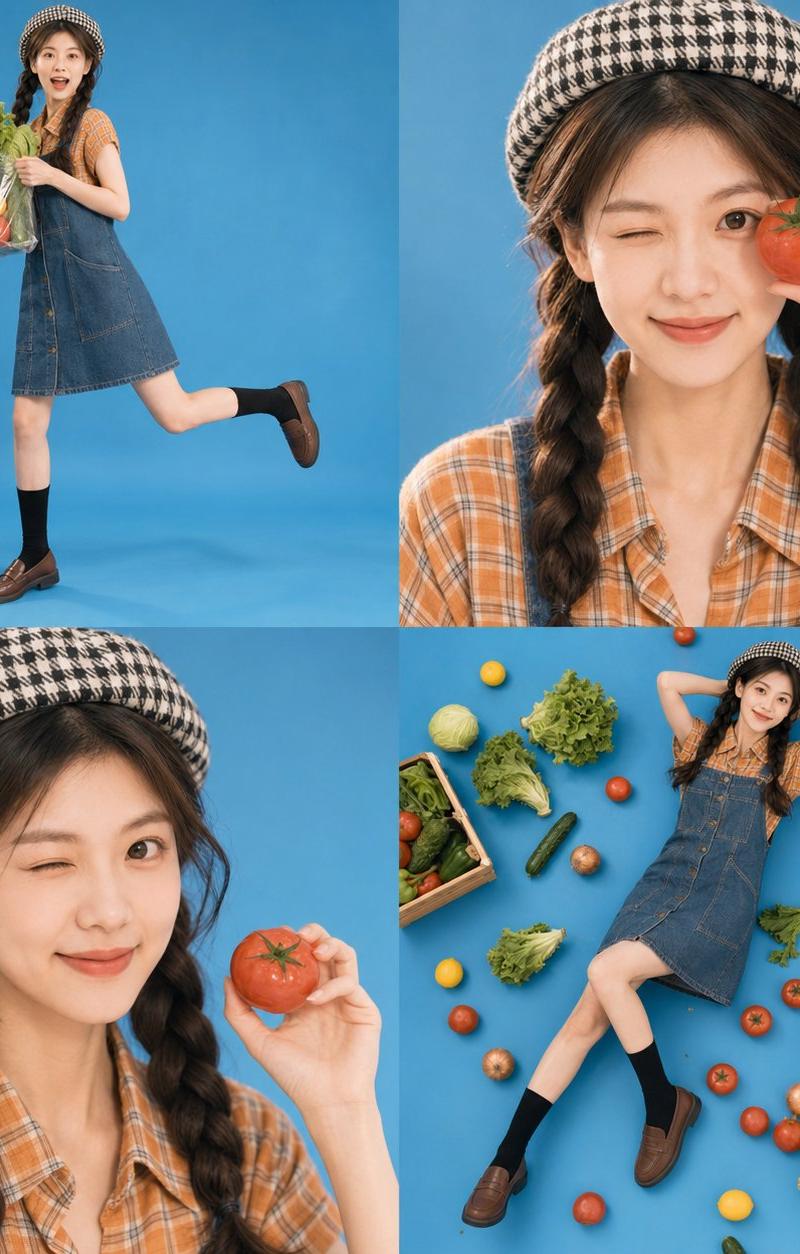 市场少女风复古时尚四格画报