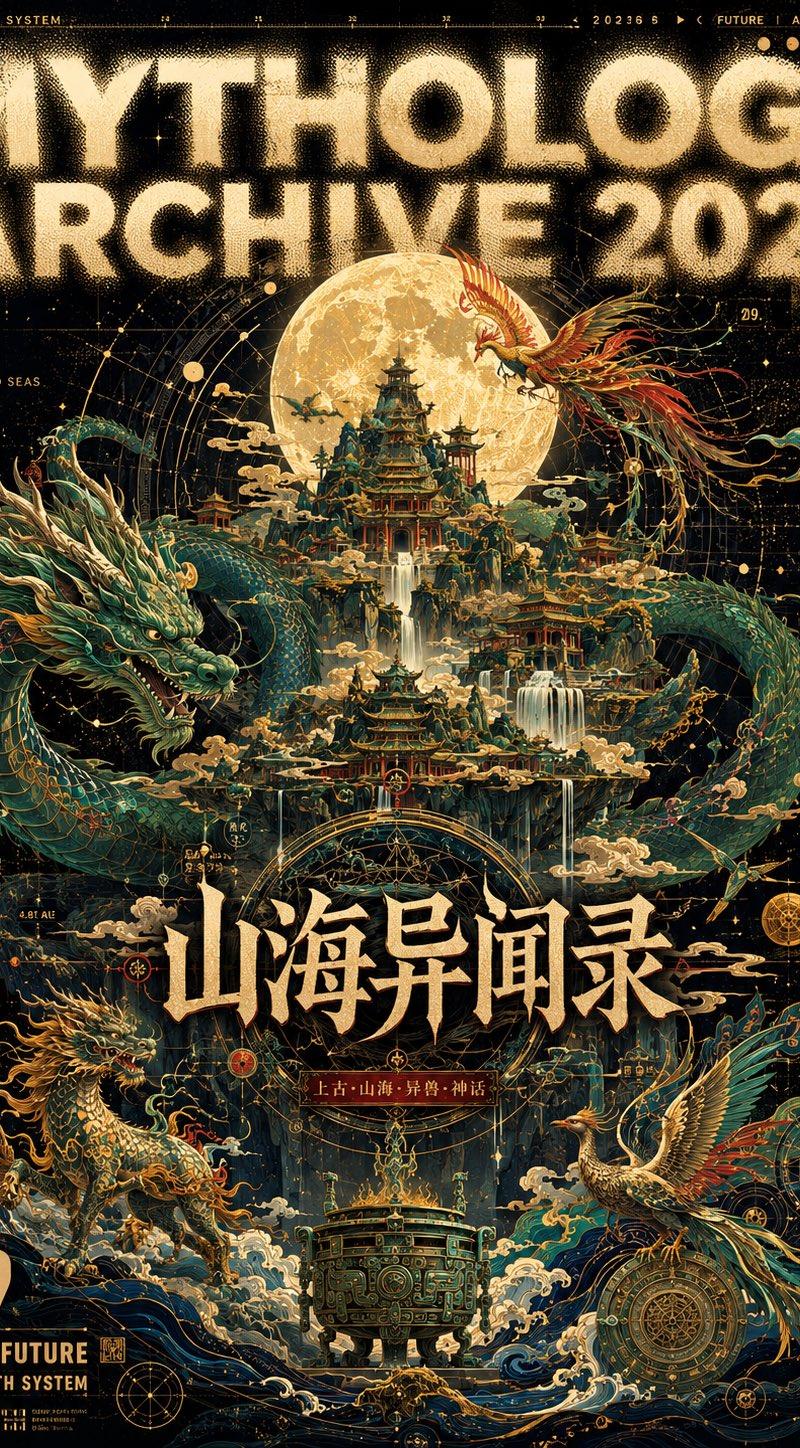 极繁主义矢量艺术杂志封面海报