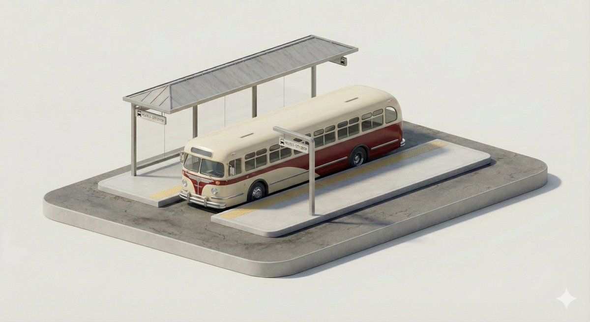 极简3D等距视角城市交通微缩模型