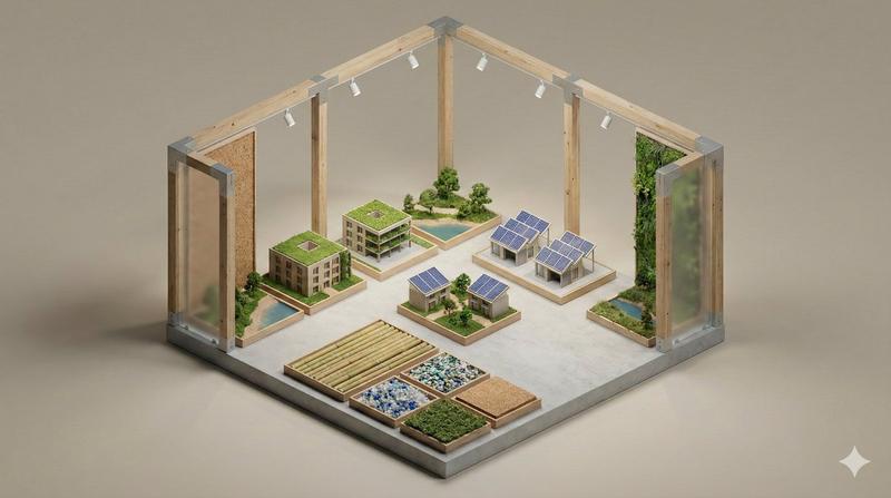 极简风格3D等轴测展览空间微缩模型