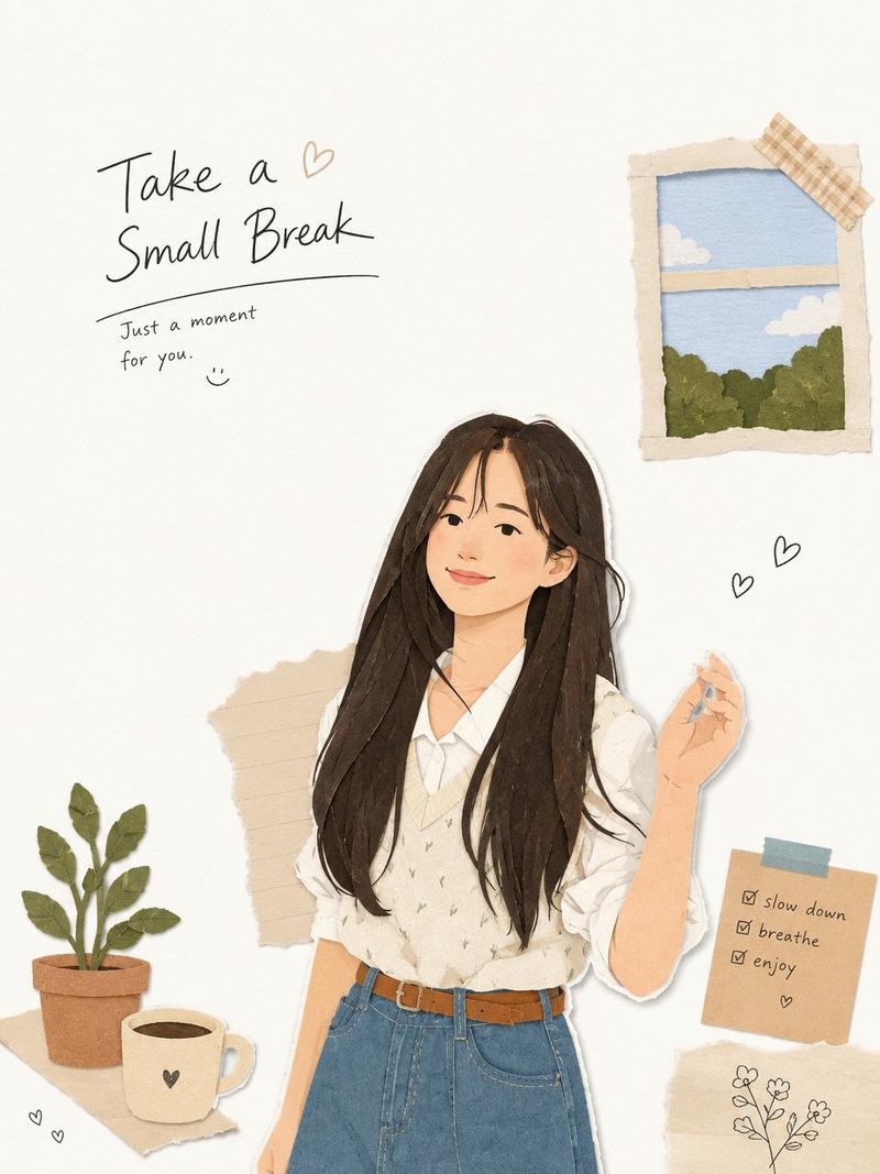 极简杂志剪纸拼贴风格插画