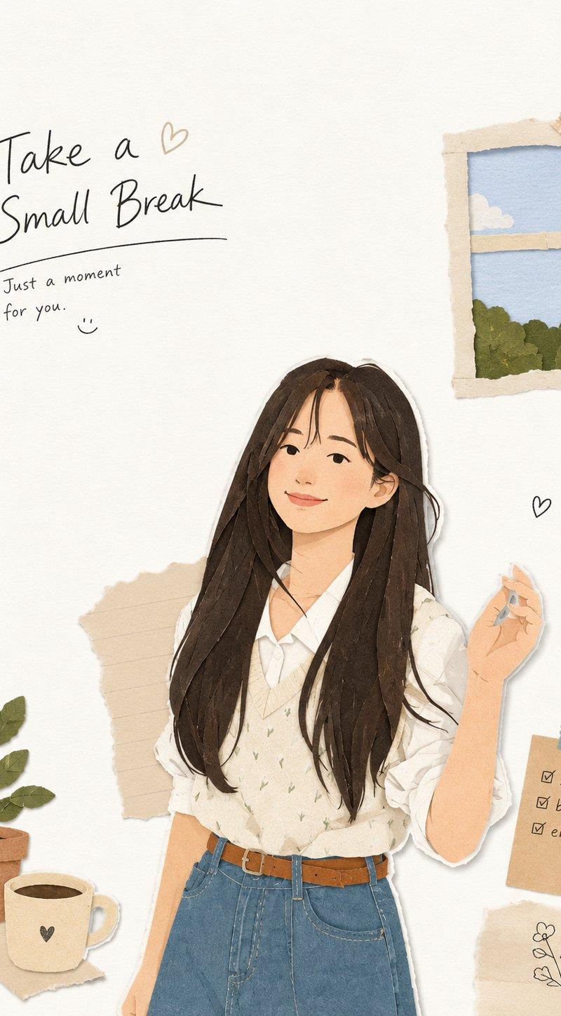 极简杂志剪纸拼贴风格插画