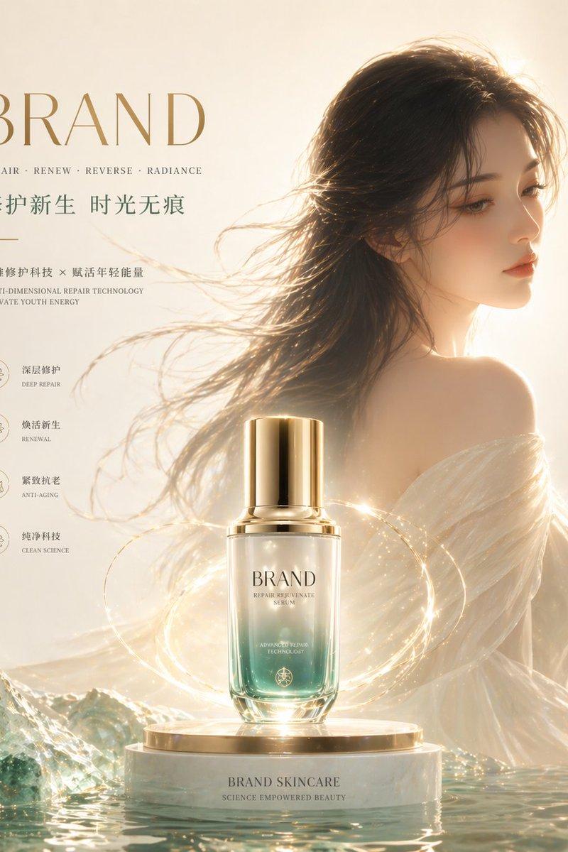 极简东方风高端精华海报