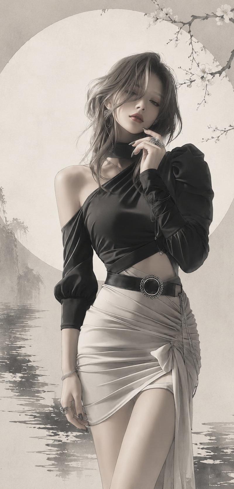 极简东方禅意半写实插画