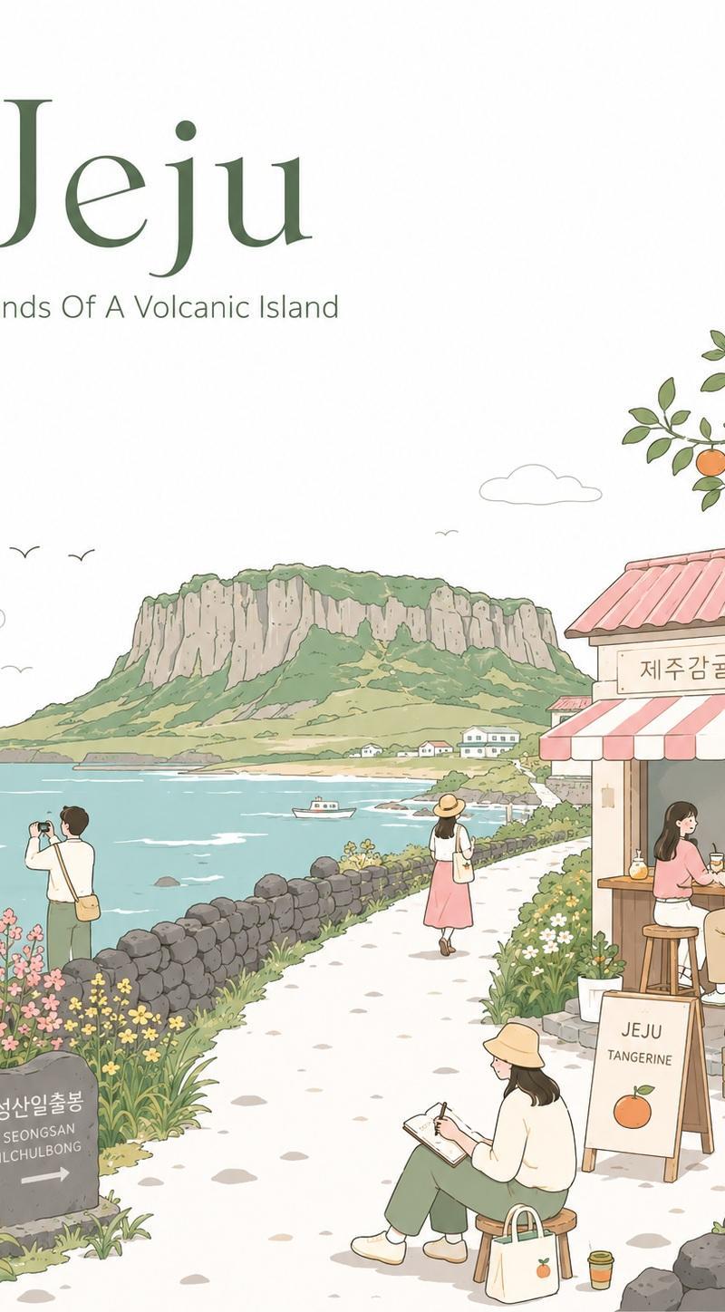 极简淡色韩式旅行海报插画