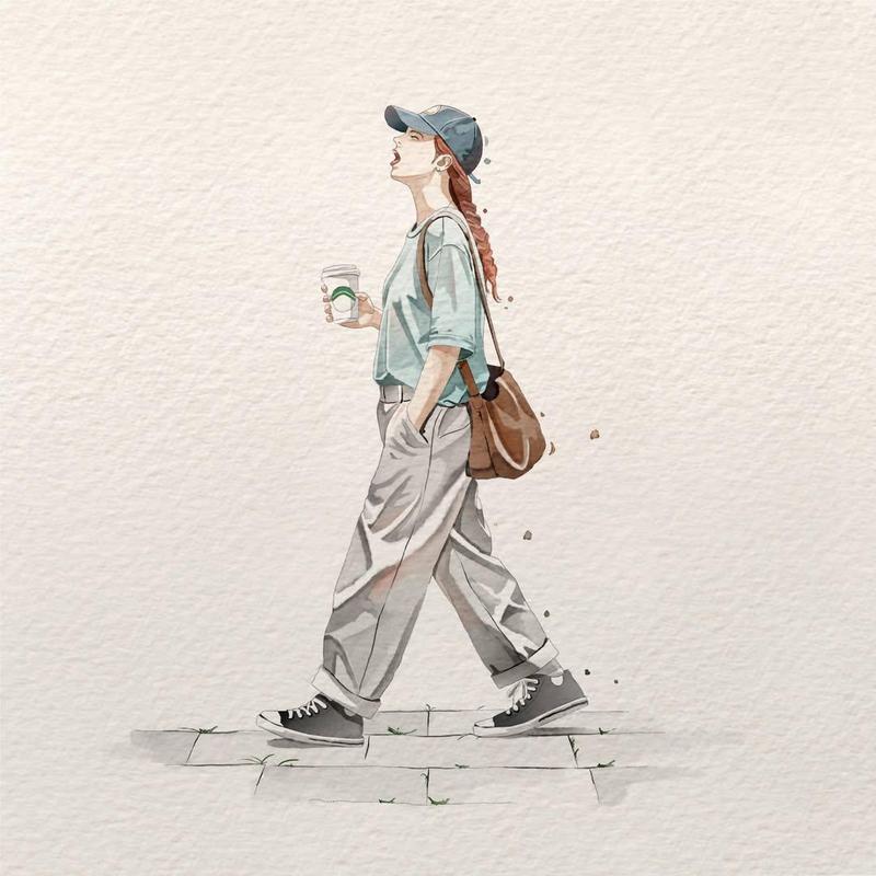 极简水彩都市时尚女性插画