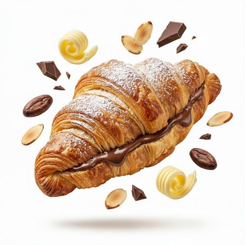 极简纯白背景的悬浮美食爆炸图