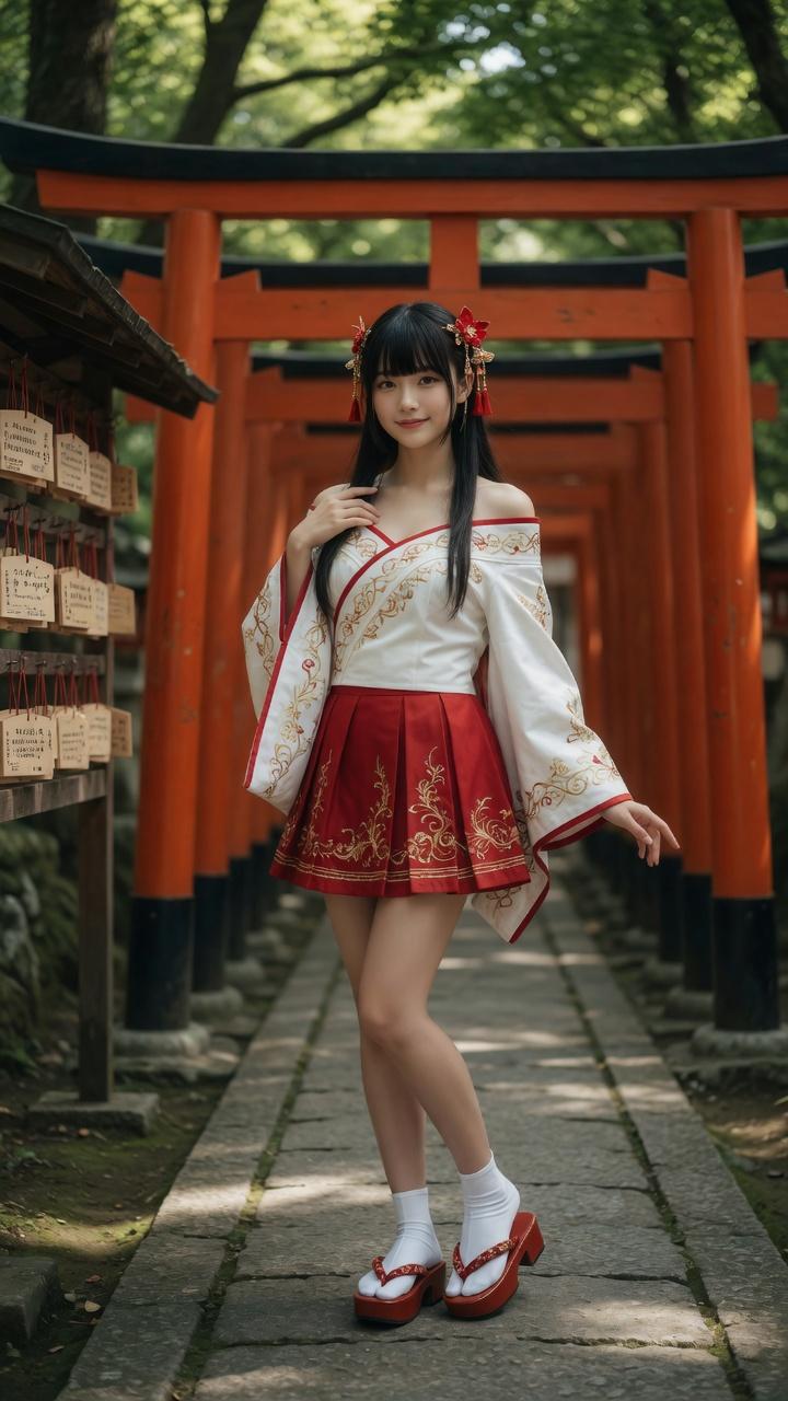 现代巫女服东亚美女和风神社写真