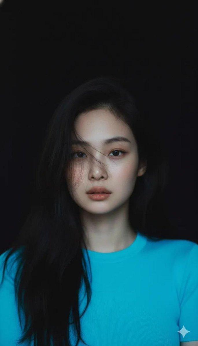 暗夜霓虹蓝调下的冷艳电影感人像