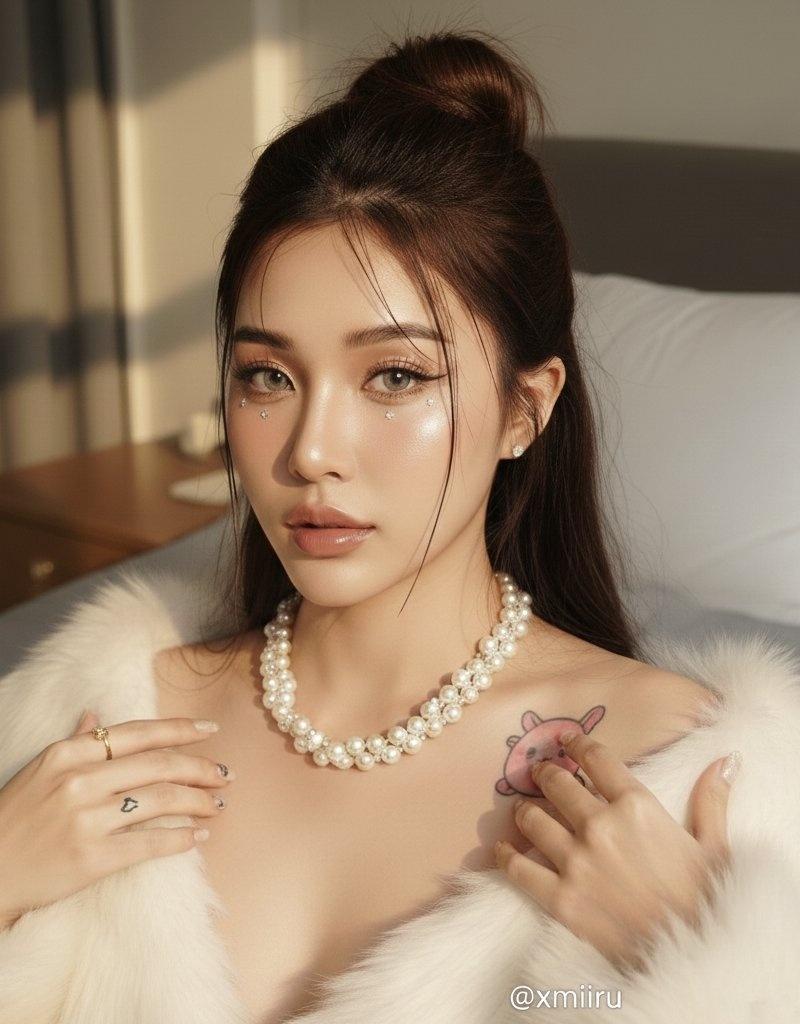 晨曦金光雕琢的白皙美人