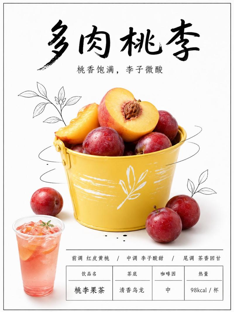 新茶饮极简水果灯箱菜单海报