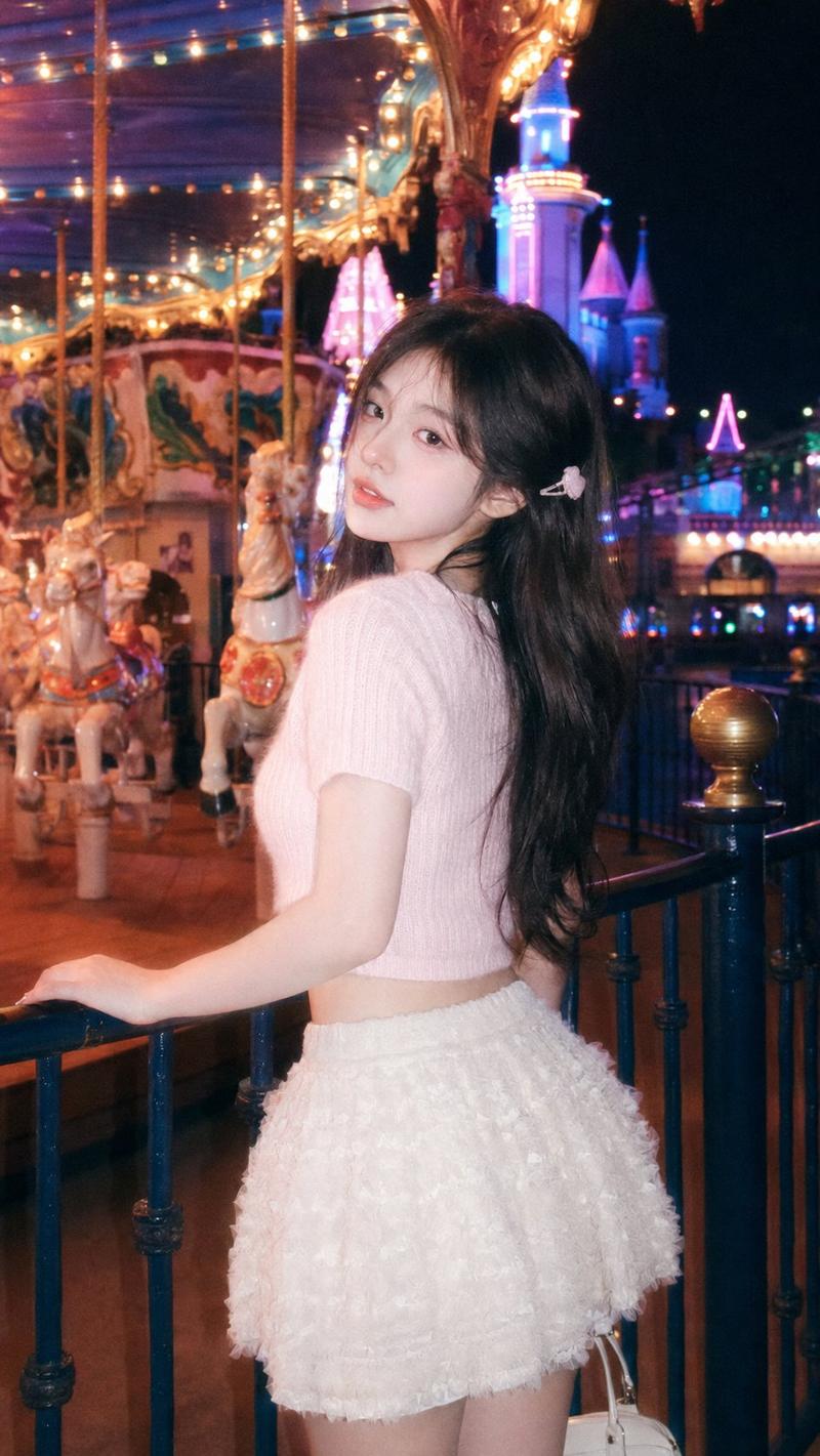 CCD柔光夜景游乐场甜酷少女