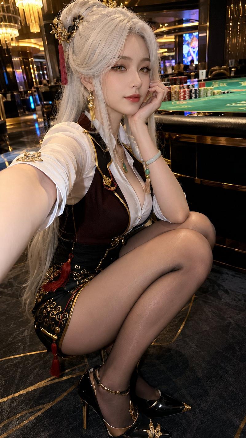 凝光空乘职业装写实手机自拍写真