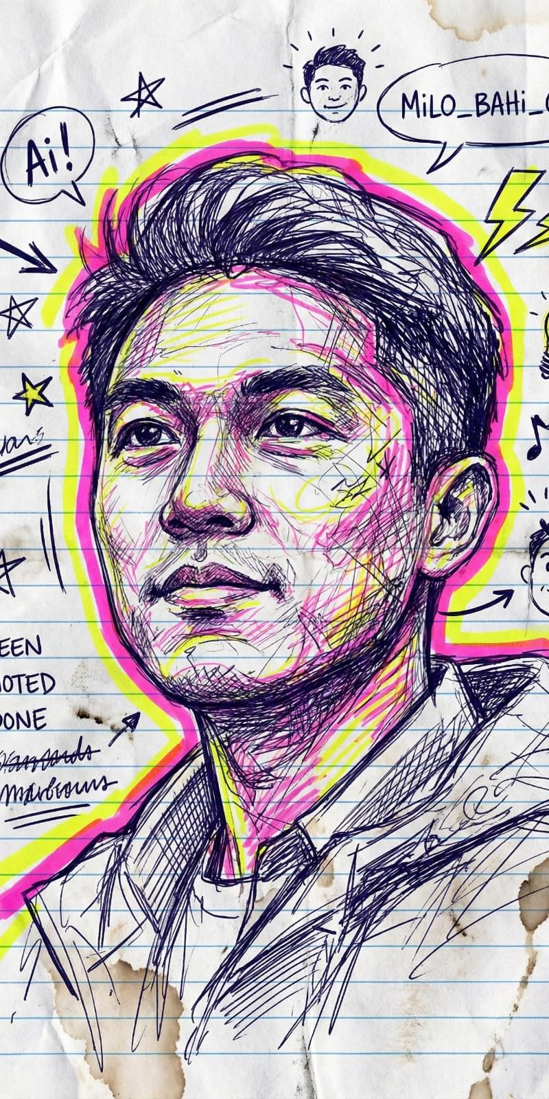 笔记本上的电音自画像