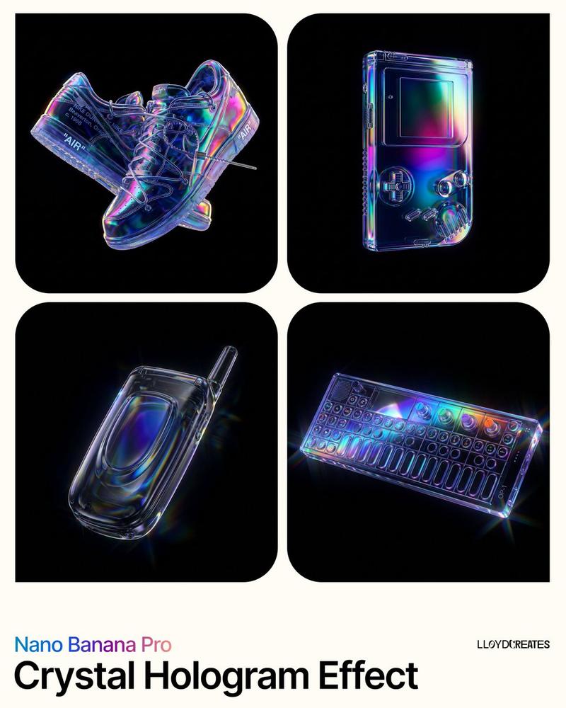 黑曜石玻璃悬浮全息幻彩产品摄影