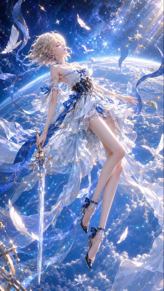 东方幻想圣洁星空神女3D海报