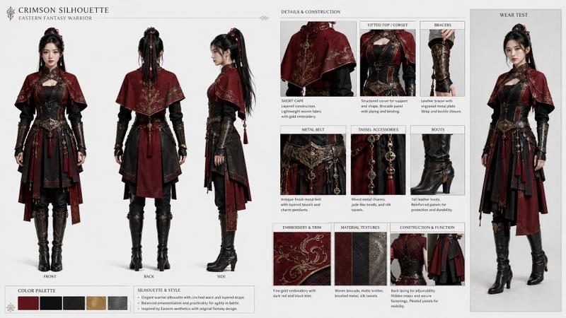 东方幻想女战士服装拆解设计图