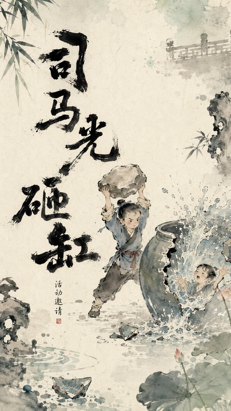 东方水墨草船借箭动态视觉海报