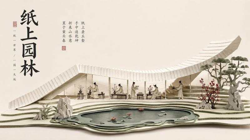 东方空间长卷中式建筑叙事海报