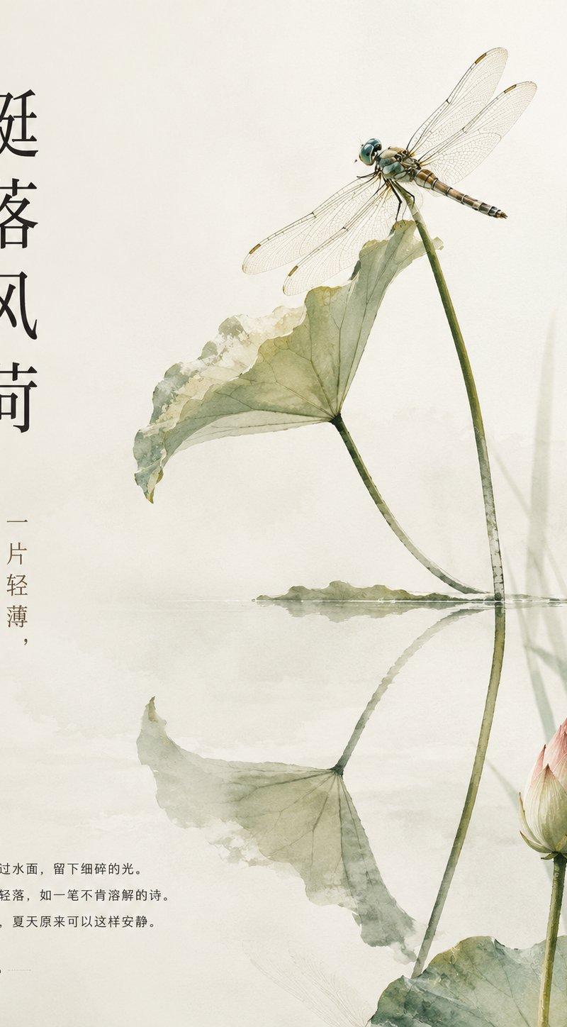 东方水彩自然动物海报