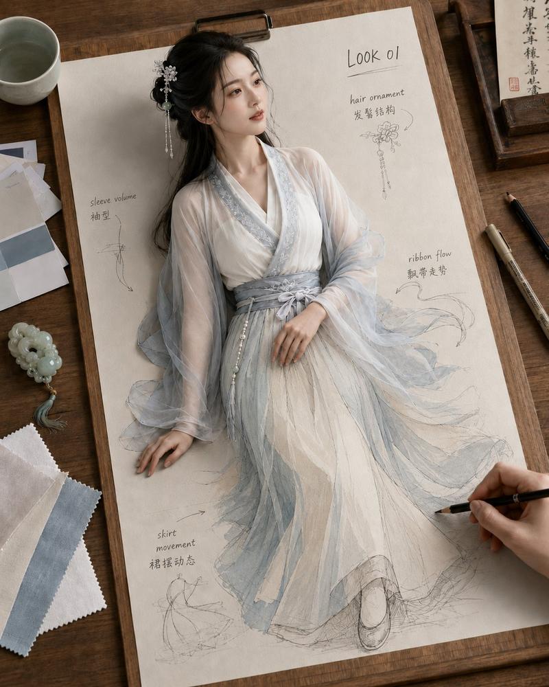 纸上成真古风绮稿服饰设计手稿觉醒