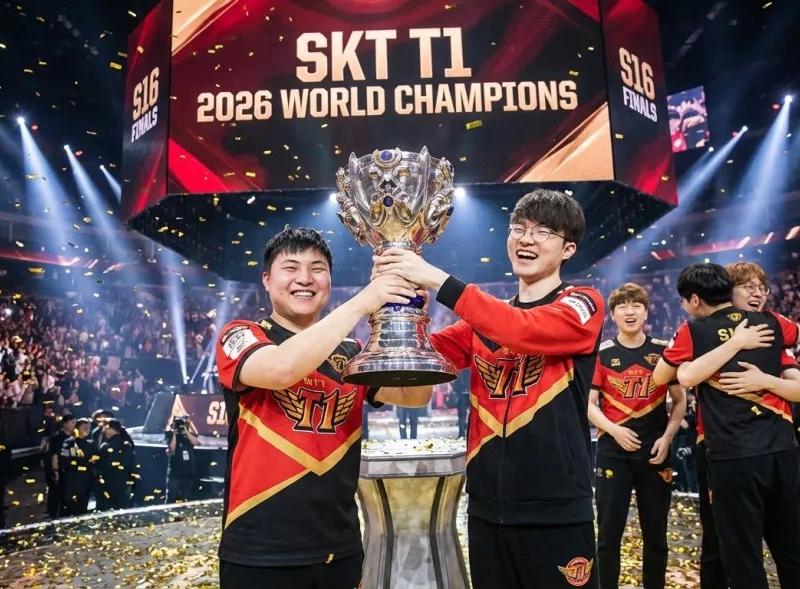 巅峰时刻UZI率领SKT众将捧起S16召唤师杯