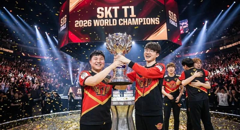 巅峰时刻UZI率领SKT众将捧起S16召唤师杯