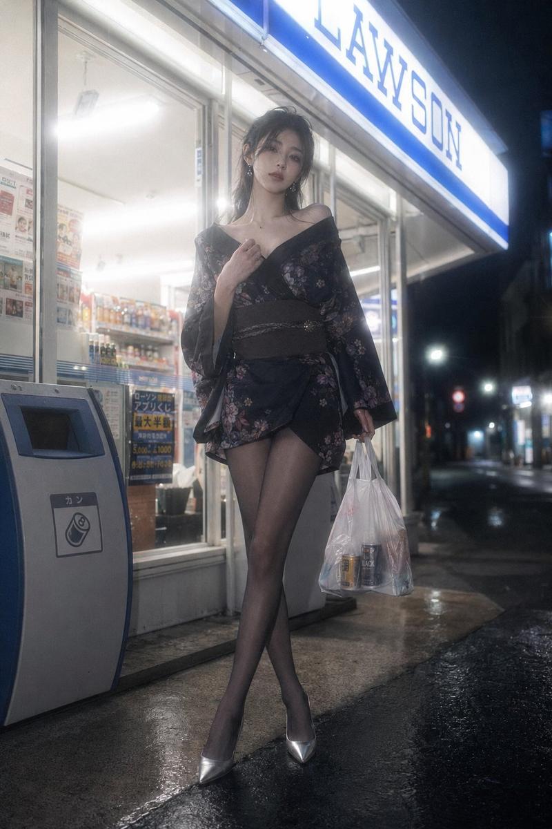 深夜便利店日系写真时尚人像