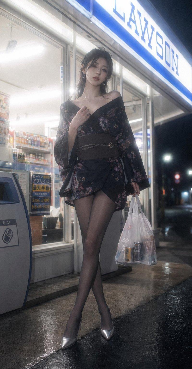 深夜便利店日系写真时尚人像
