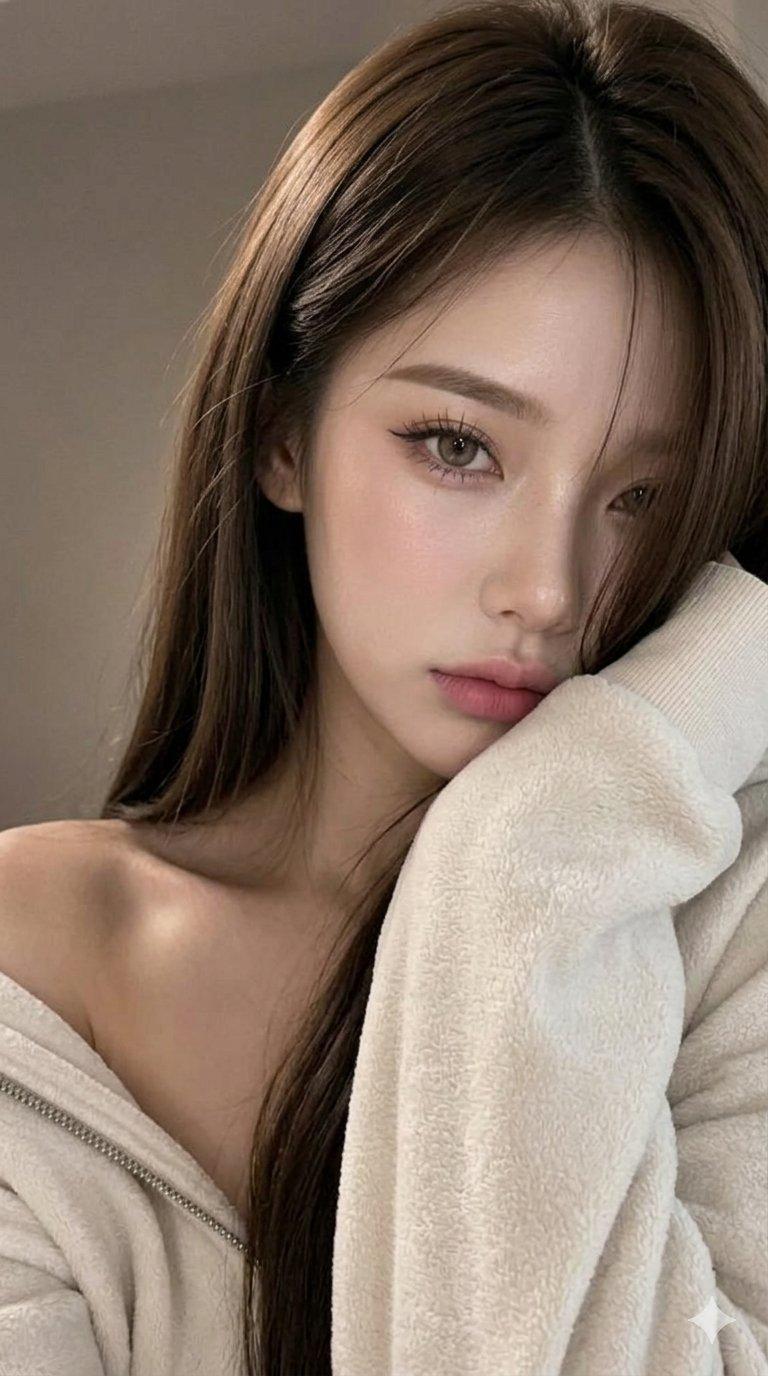 写实少女连帽衫自拍特写肖像