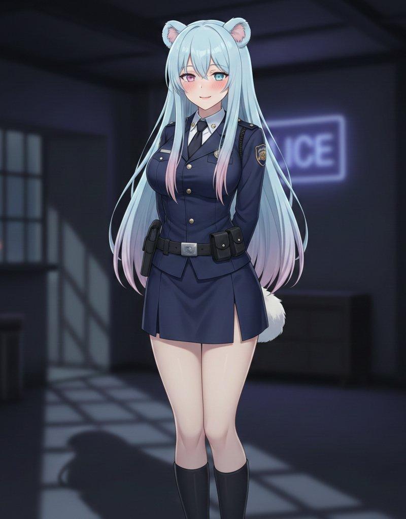 粉蓝白配色元气女警官