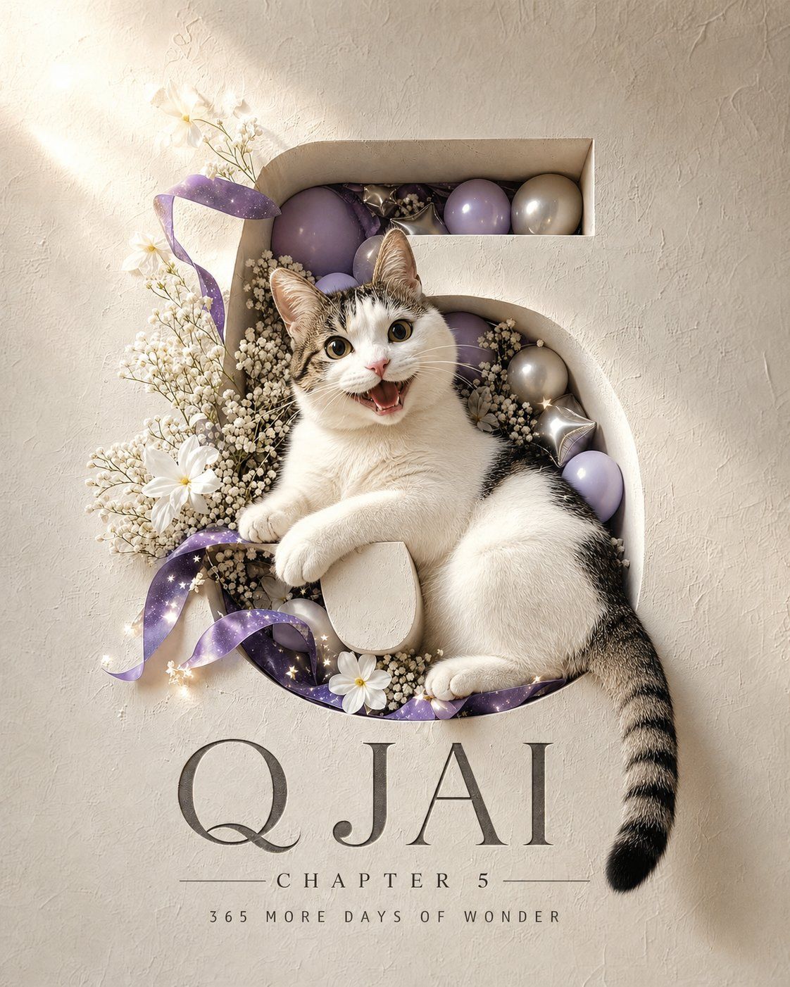 俏皮宇宙马卡龙色系猫咪三岁生日海报