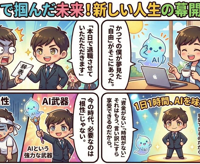 波普可爱风社畜逆袭四格漫画