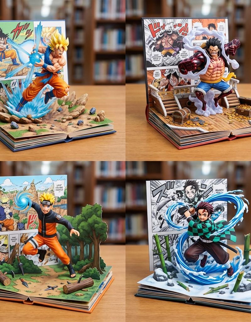 立体书风格的漫画角色3D模型艺术