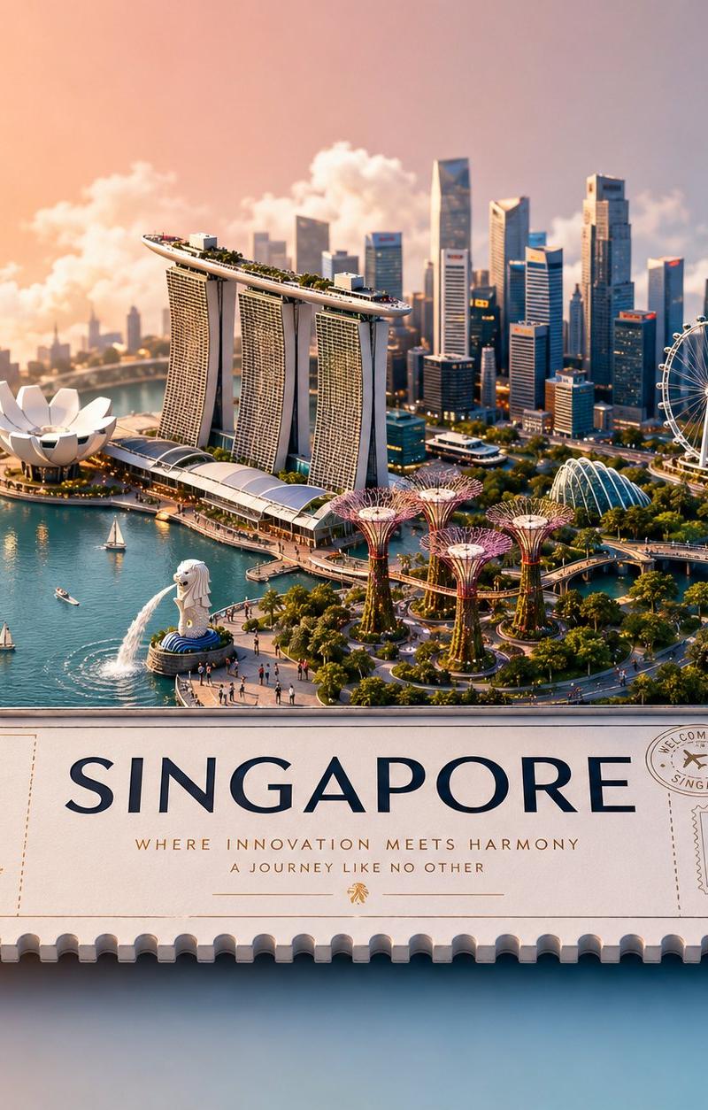 高端3D等轴测浮空缩微景观旅游海报