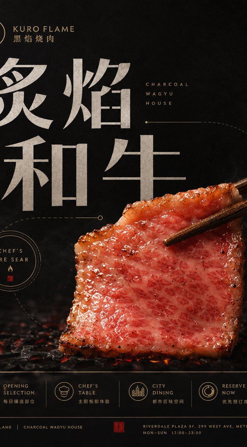 高级暗色餐饮品牌设计海报模板