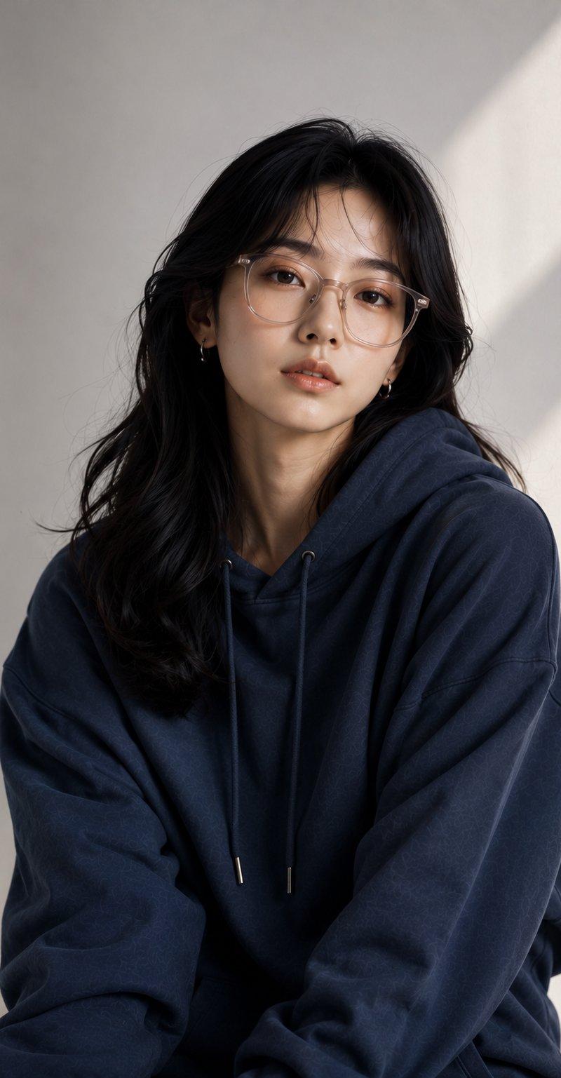 高端时尚社论东亚女性半身人像