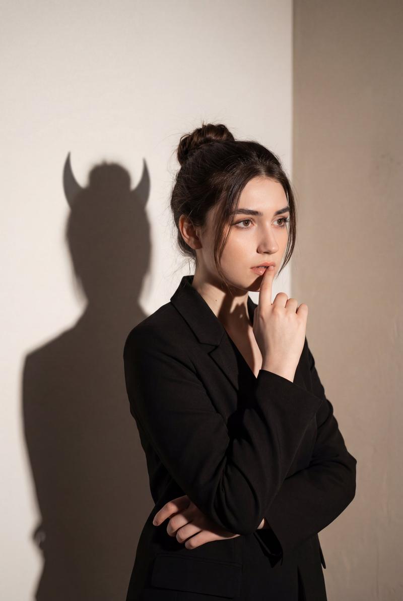 黑衣女子与恶魔影迹的心理肖像