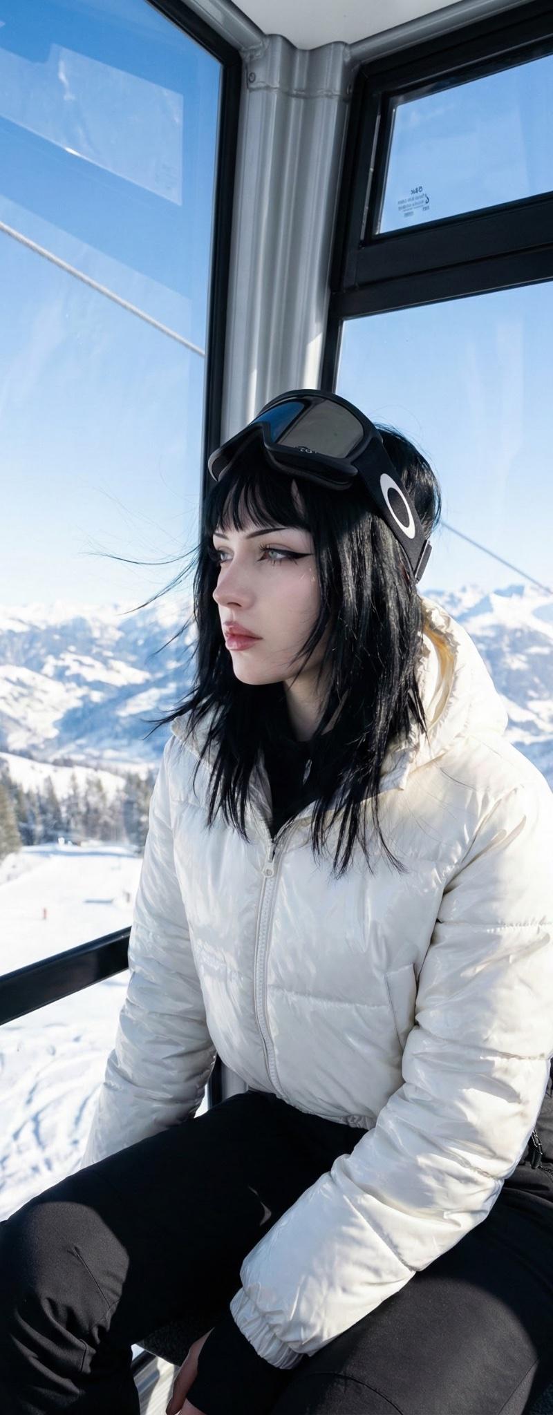 缆车与雪山少女