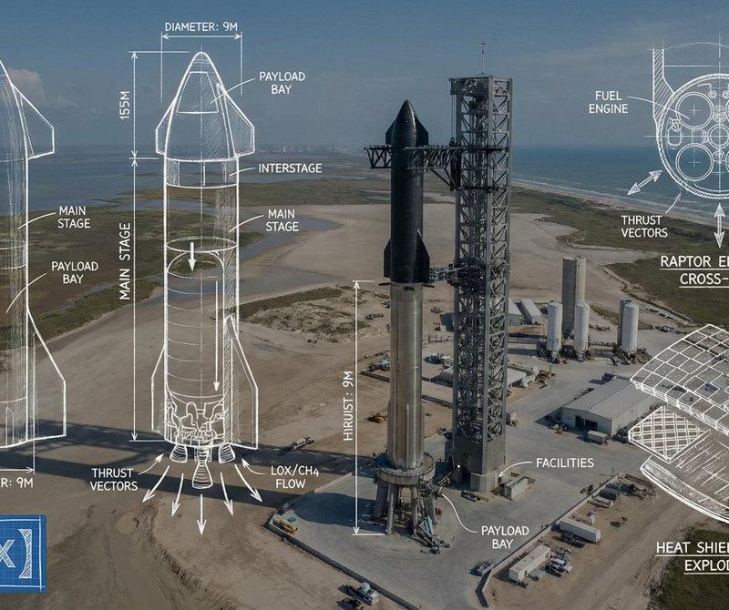 SPaceX工程原理图和蓝图线条