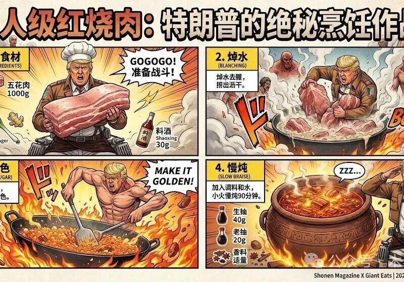 进击的巨人画风菜谱：红烧肉