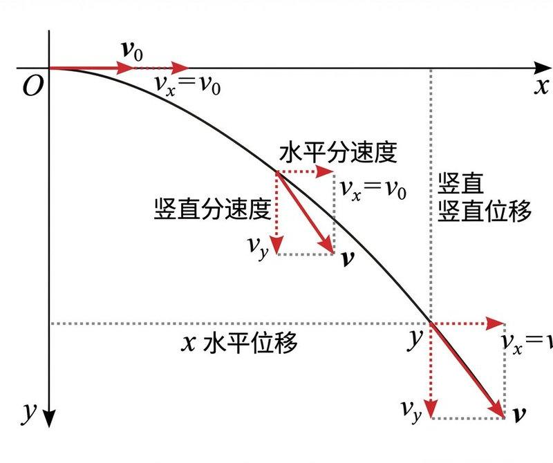 平抛运动轨迹与速度位移分解图