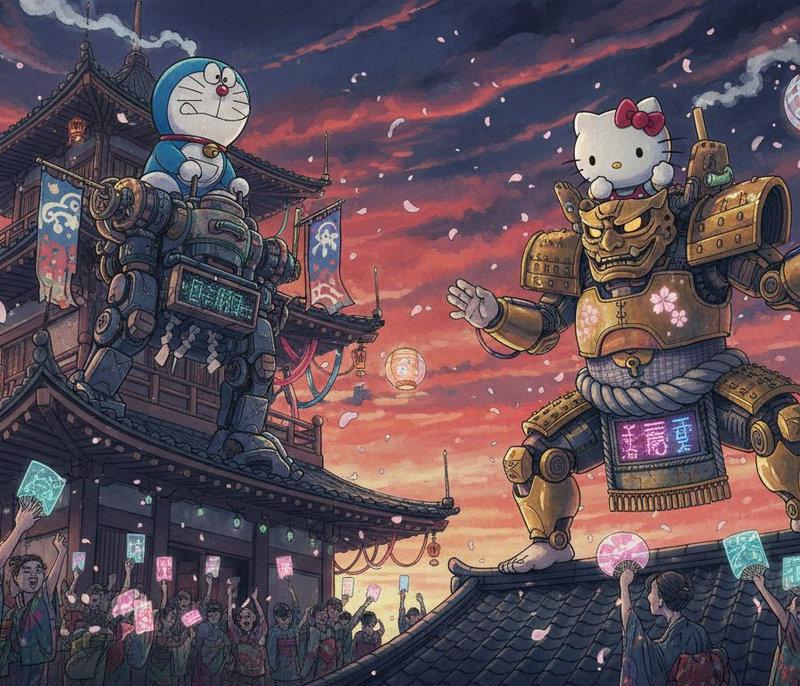 超现实主义日式水墨画