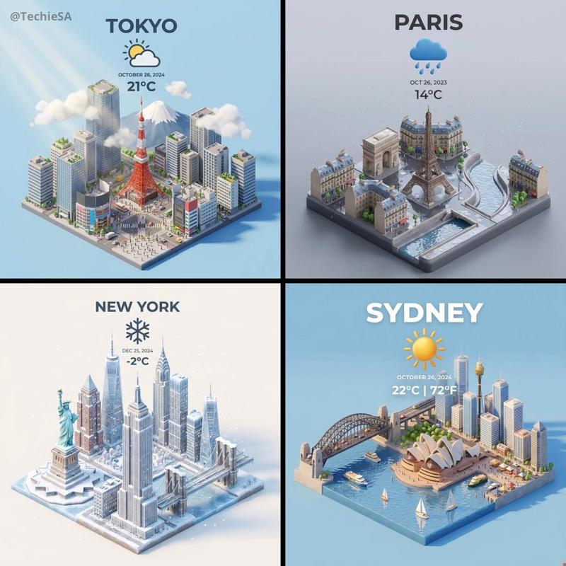 城市俯视等距3D卡通微缩场景