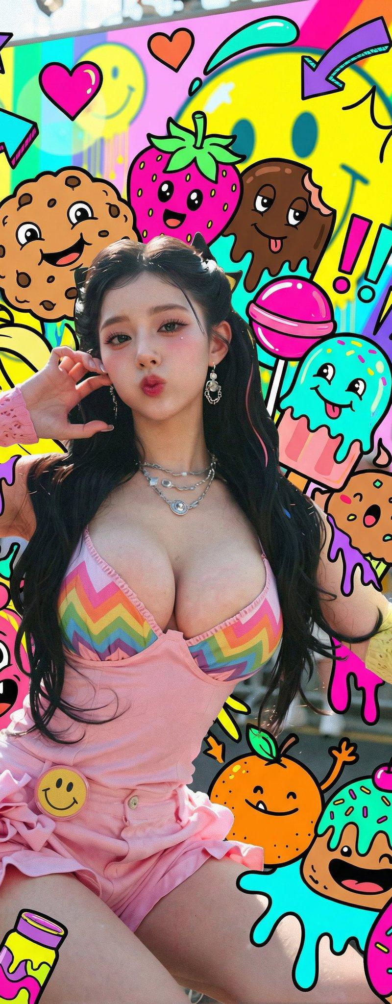 在人物周围添加糖果怪兽