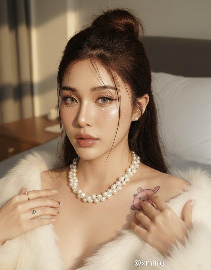 肤色白皙的美丽女性沐浴在晨光中