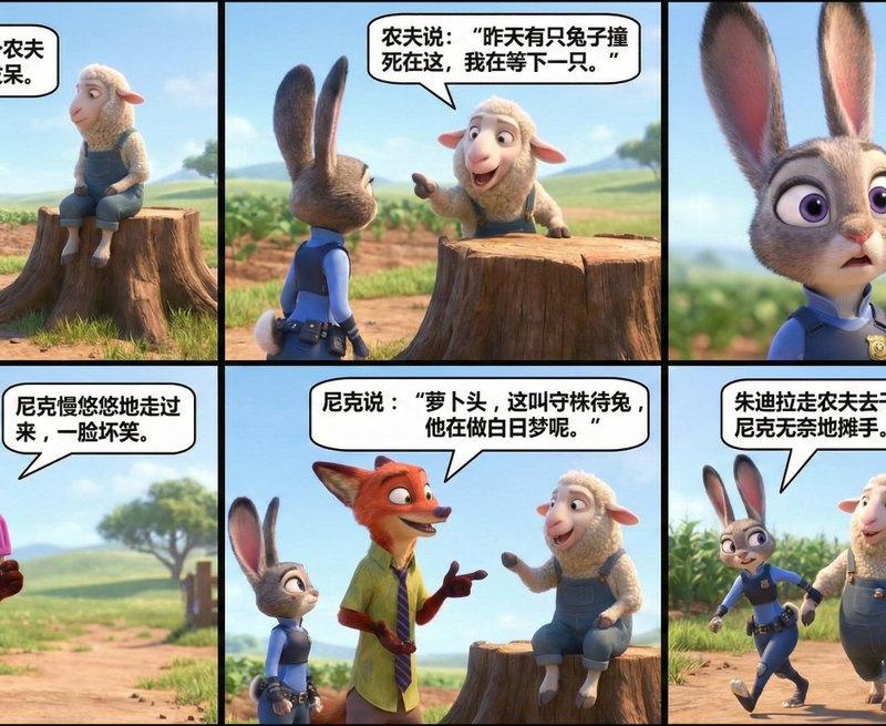 疯狂动物城朱迪和尼克讲小故事-守株待兔