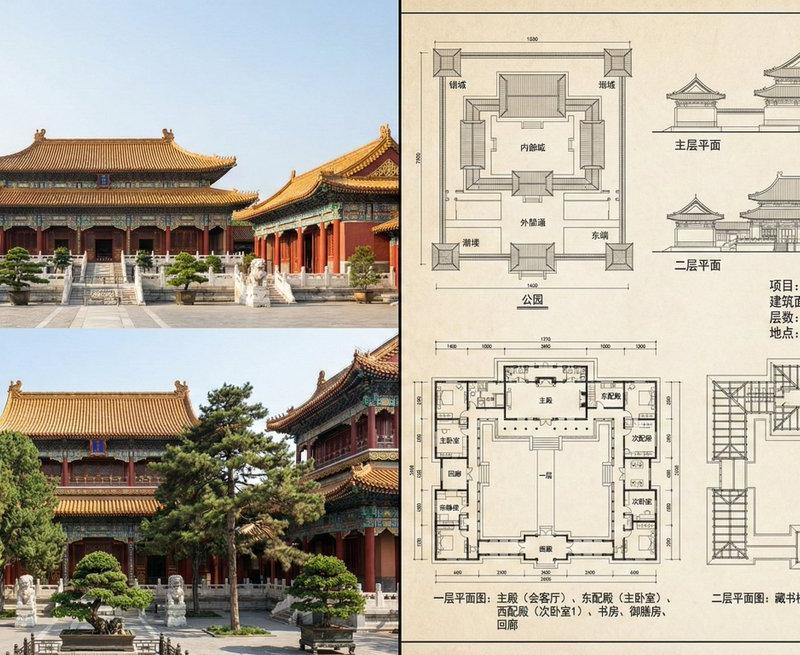 紫禁城建筑照片展示和设计图纸
